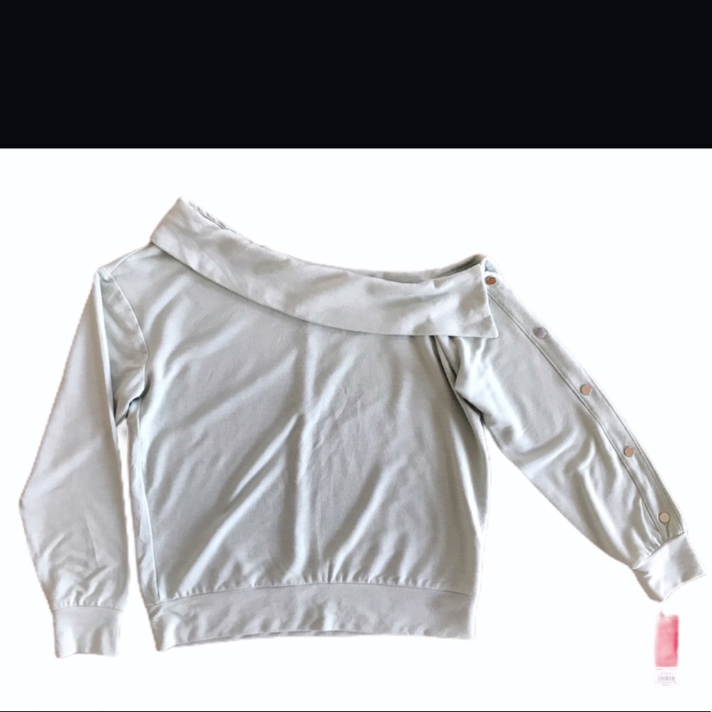 NWT Jessica Simpson One Shoulder Snap Sweatshirt S